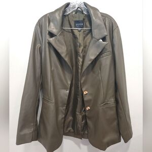 STOOSH~ Olive green faux leather blazer jacket. Sz L